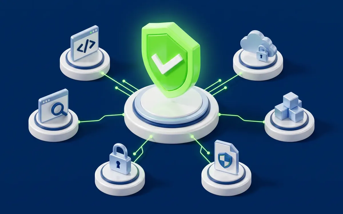 Bouclier vert PC PROTÉGÉ relié aux appareils et services qu'il protège
